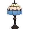 Tokira Stile Tiffany 8 Pollici Lampada Da Tavolo, Stile mediterraneo Luce Blu del Soggiorno, Lampada da comodino classica in vetro colorato, della camera da letto[Senza Lampadina]