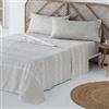 COTTON ARTean Set di lenzuola 160 x 190/200 microfibra spazzolata NAVIA beige 4 pezzi: sopra, 2 federe cuscino, lenzuolo regolabile