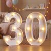 DyingSwan Numeri con luci LED, decorazioni per il 30° compleanno, numeri luminosi per tendone, segno luminoso alimentato a batteria per decorazione della festa del 30° compleanno (bianco)