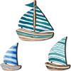 Twinice Barca a Vela Decorazione da Parete Set da 3 Pezzi in Stile Marittimo Effetto Legno per Soggiorno Camera da Letto Bagno