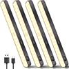 Ferswe Illuminazione per armadio a LED con sensore di movimento, indicatore di livello della batteria, 4 pezzi lampada da incasso da cucina, ricaricabile USB, luce per armadio, luce con sensore di