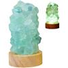 Generic Lampada da tavolo a LED in cristallo naturale, alimentata tramite USB, base in legno, quarzo citrino ametista, luce notturna per casa, ufficio, camera da letto, luce calda, 6 x 10 cm (verde)