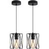 K-Bright 2 pezzi Lampada a Sospensione Vintage Industriale, Nero | Altezza regolabile a 150 cm, adatto per lampadine LED E27, per soggiorno,sala da pranzo,taverna (Lampadine escluse)