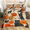Homemissing Buon Halloween Copripiumone Morbido Lanterna di zucca di Halloween Set Copripiumino 200x200cm Bambini Ragazzi Ragazze Orrore Nero Gatto Witch Copripiumini Cartoon fantasma Copripiumino