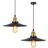 YSGUYILT 2 Pack Lampade a Sospensione Retro Ombrellone E27 - Materiale Metallo per Interno Stile Industriale Nero Diametro 26 cm Senza Lampadina