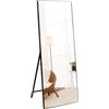 RLAVBL Specchio da Parete di 165x51 cm, Specchio da Terra con la Pellicola Anti Esplosione sul Retro dello SPecchio, Nero