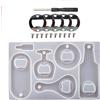 Tiardey Kit di stampi per apribottiglie in resina, spalmatore di birra, apribottiglie, stampo in silicone epossidico per portachiavi fai da te, chiave per birra, apribottiglie, cavatappi per vino