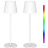 K-Bright 2 pezzi LED Lampada da tavolo senza fili Bianco | Ricaricabile Luce calda Colore e Dimmerazione RGB Impermeabile IP54, Dimmerabile tavolo Illuminazione per interni & esterni