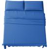 MAXIME MAISON - Completo Lenzuola Matrimoniali 4 Pezzi Set Lenzuola Matrimoniale in Microfibra Made in Italy, Completo Letto 1 Lenzuolo con Angoli, 1 Lenzuolo Sopra, 2 Federe, Blu Denim