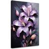 Feeby Stampe Da Parete - Quadri Soggiorno - Fiori Gigli Viola Dipinto - 20x30 cm - Decorazioni Camera Da Letto