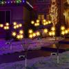 Fohil Luci Solari Esterno, 4 Pezzi 8 LED Luci Solari da Giardino Stelle Lucciole Luce Esterno, Decorazione Natalizia Impermeabili, Luci Decorazioni per Giardino Festa Natale Halloween Cortile