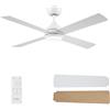 CJOY Ventilatore da Soffitto con Luce 4 Pale 122cm Bianco Silenzioso | Ventilatore da Soffitto con Luce e Telecomando, 6 Velocità, Reversibili CC, 3 CCT Dimmerabile, Modalità Sleep, Timer