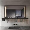 SIRHONA Specchio da Bagno con Illuminazione 100x60cm, Mensola di Appoggio, Specchio LED Luminoso con, Antiappannamento, Regolabile in Intensità e 3 Colori, Cassetto per il Trucco, Piccolo Supporto