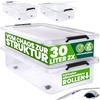 Deuba 2X Scatole 30L in Plastica con Coperchio e Ruote | Cassette, Salvaspazio, Impilabili, Box Trasparenti, Trasporto, Trasloco, Rotelle, Resistenti, Contenitori, Portaoggetti