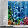 SDOTPMT 140x183cm Balena Tenda da doccia Colorato Tropicale Pesci Alga marina Corallo scogliera Sott'acqua Paesaggio marino Tenda da bagno Blu Oceano Tenda da vasca per Bagno Poliestere con ganci