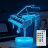 POSSHE Luce notturna a forma di pianoforte, idea regalo per strumenti, lampada a illusione 3D con 16 colori che cambiano, timer, 4 modalità flash e dimmerabile, decorazione per la stanza dei bambini