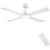 CJOY Ventilatore da Soffitto con Luce 122cm Bianco Silenzioso | Ventilatore da Soffitto con Luce e Telecomando, 6 Velocità, Reversibili CC, LED Dimmerabile, per Camera/Esterno/Cucina