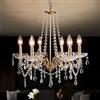 LXWNYY Lampadario Cristallo 6 Luci in Oro Moderno,Lampada da Soffitto Vintage | Cristallo Classico Bianco E14, per Camera da Letto Soggiorno Cucina Bagno Corridoio,Altezza regolabile