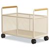 Qianly Carrello Porta Libri con Ruote, Organizzatore sotto Scrivania Portatile | Carrello Portariviste, Libreria Mobile per Smart Worker, Soggiorno, Bianco, Grande Con Ruote