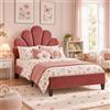 BRILVERDE Letto 90x200 in Velluto con Testiera Imbottita, Struttura con Rete a Doghe, Letto Design a Tema Principessa per Ragazze, Bambine e Adolescenti (Bordeaux, 90 x 200 cm)