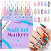 PFARRER Set di 15 penne per unghie 3D per nail art, linea fai da te, graffiti, pennarello per pittura, liner, pennello per nail art fai da te (1 set da 15 pezzi) -TA640-15
