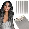 Elailite Extension Capelli Veri Clip Grigi Remy Human Hair Naturali Set da 6 Ciocche Singole con Silk Lace 50cm 44gr per Volume/Mèches (# Lightgray)