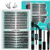 AMZGIRL LASH Kit ciuffo ciglia 280pcs fai da te individuale ciuffo ciglia kit di estensione 40D 50D D Curl con nastro ciglia e sigillante, rimozione colla ciglia, pinzette ciglia (9-18 mm, D-MIX Kit)