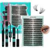 AMZGIRL LASH Kit ciuffo ciglia 280pcs fai da te individuale ciuffo ciglia kit di estensione 50D D Curl con nastro ciglia e sigillante, rimozione colla ciglia, pinzette ciglia (9-18 mm, D-MIX Kit)
