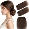 Elailite Extension Capelli Veri Clip 100% Human Hair Naturali 2 Ciocche Singole Silk Lace Radici dal Volume 15cm 16g #2 Marrone Scuro