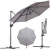 JUMMICO Ombrellone a Sbalzo 325x325x260 cm, Parasole in Alluminio Antiruggine Anti-UV con Manovella, per Terrazza e Spiaggia,Grigio