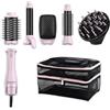 REVLON One‑Step™ 5‑in‑1 Multi Styler per capelli, modello rosa in titanio (include custodia, 5 accessori: diffusore, testina per ricci, spazzola rotonda, spazzola piatta, volumizzatore ovale - Vetroceramica e titanio)