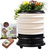 WORMbox | Vermicompostaggio 4 Vassoi Avorio + Fioriera per piante + 500g di Vermi Lombrichi / 1000 pz. + 1 Cocco | 64 Litri | Compost di Rifiuti Organici Compostiera Vermifuga Lombricompostiera
