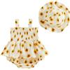 JCOPLY Pagliaccetto per neonata con cappello da sole e punto smock body | Infantile morbido cotone lino abbigliamento ragazze tute, un pezzo Outfit, floreale senza maniche smock abiti