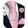 Ailisus Cravatta e Pocket Square Set Solido Cravatta Gemelli Fermacravatta Spilla per Uomo Matrimonio Affari 5PCS