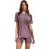 LORMAR Pigiama Donna Corto Viscosa Elasticizzata Viola con Maglia Serafino art 654118-44, Lilla