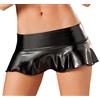 HOT DREAM Mini gonna corta da donna in finta pelle effetto bagnato con volant metallizzato, sexy, da discoteca, ballo