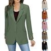 Generic HUIFUAO - Blazer da donna, taglia grande, giacche da tuta da lavoro, colore nero, frontale aperto, cardigan leggero, maniche lunghe, per ufficio, lavoro, cappotti