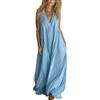 GMQWRK Abiti estivi senza maniche da donna con tasche casual sciolto con scollo a V abito a canotta elegante curvy da donna fluida a trapezio maxi prendisole vacanze spiaggia abiti lunghi taglie forti
