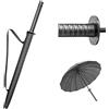 YAIUNHIQ Ombrello giapponese Katana a manico lungo, ombrello dritto nero, 24 stecche