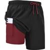 Zoofly Costume da Bagno Uomo Boardshorts con Tasche a Zip Fodera Compressiva Pantaloncini Sportivi Uomo 2 in 1 Pantaloncini da Mare Uomo