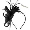 HZHSGLY Fascinator vintage da donna per matrimoni, elegante e affascinante pizzo piuma fascinator cappello clip per matrimonio, matrimonio, giardino, tè, festa di compleanno, Nero , One Size