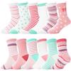 ANTSANG Bambine Piccole Bambine Calze con Grip per Bambini Non Scivolanti/Antiscivolo Calze Crew a Righe con Motivo Unicorno di Cotone Regalo