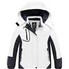 Wantdo Montagna Giacca Sci Bambina Impermeabile Giubbotto | 10000mm Impermeabile, Traspirante, Antivento, Fodera in pile, Cappuccio rimovibile, 3 Tasche con zip, Snowboard, Sci &Outdoor
