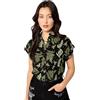 Hell Bunny Gaia Shirt Donna Camicia Maniche Corte verde/nero 100% viscosa Regular