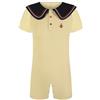 Landofgenie Uomini Manica Corta Sailor Collar Onesie Pigiama Body One Piece Rompers Botton Crotch Top Shirt Pigiama