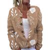 Generico Cardigan Donna Elegante Maglione con Bottoni Stampa Floreale Boho Vintage | Maglia a Manica Lunga con Fiori Colorati, Giacca Casual da Giorno, Outfit Retrò Primavera, Comodo Capo per Festa e Lavoro