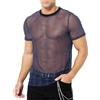 Casey Kevin Maglia Trasparente Uomo a Rete Camicia Paillettes Glitter Nera T Shirt Mesh Fishnet Discoteca Sexy Trasparenti Maglietta Muscoli Clubwear Party Night