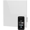 AENO Premium Eco Smart Quadro - Riscaldatore a infrarossi da parete 500W con termostato, Wi-Fi, controllo vocale, vetro bianco, display LED, design piatto, risparmio energetico.