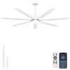 Ohniyou Ventilatore da soffitto da 182 cm con luce, grande ventilatore da soffitto industriale con telecomando/app, 7 pale in alluminio, motore DC silenzioso per terrazza, esterno e garage, bianco