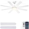 Ohniyou Ventilatore da Soffitto da 152 cm con Luce, Silenzioso | Telecomando e APP, LED Dimmerabile, Motore DC Reversibile, Ventilatori Moderni per Patio Soggiorno Interni Esterni, Bianco